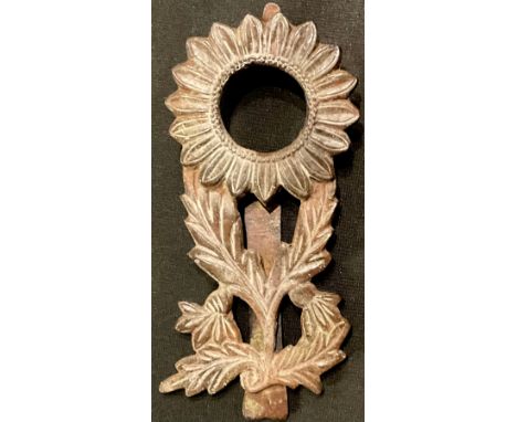A 19th century easel pocket watch stand, cast as a sunflower, 15.5cm high 