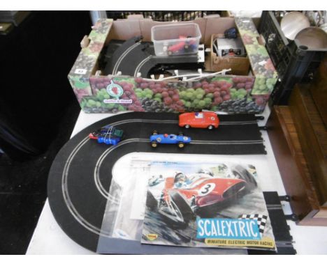 TRIANG SCALEXTRIC SET; P.S POWER CONTROLLER IN ORIGINAL BOX, THREE 1964 RACING CARS INC. PORCHE C611, COOPER C66 AND LOTUS C6
