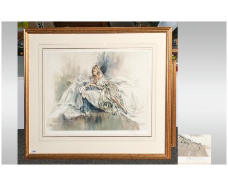 Gordon King Pencil Signed Limited Edition Fine Art Colour Print Number 172/850, Lady With Mask, Mounted & framed behind glass