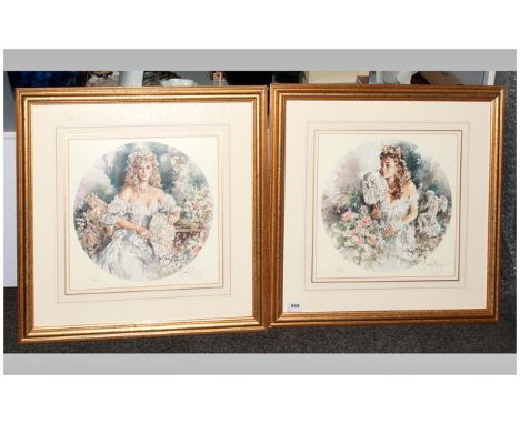 Gordon King Pencil Signed Limited Edition Fine Art Colour Pair Of Prints Numbered 337/850, Mounted & framed behind glass. 20.