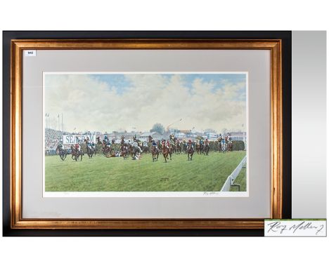 Roy Miller - 1938 Pencil Signed Ltd and Numbered Edition Colour Print. Title ' First Fence ' 1988 Grand National, Num. 55/550