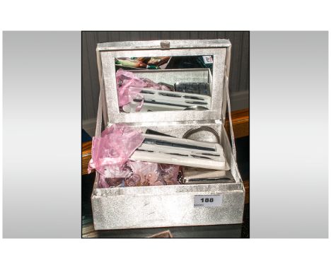 Jewellery Containing a Mixed Lot of Costume Jewellery together with mobile phone, magnifying glass, fountain pen set, cigaret