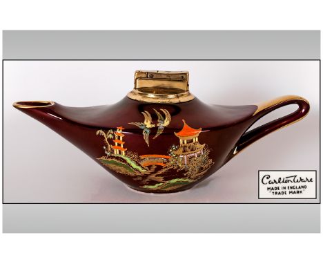 Rouge Royale Carlton Ware Cigarette Lighter In The Form of Aladdin's Lamp. 3 Inches High & 8 Inches Wide. 