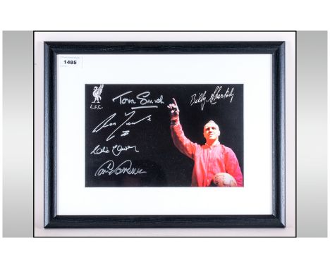Bill Shankly Print Signed By Ron Yeats, Tommy Smith, Chris Lawler & Tommy Lawrence. mounted & framed. 22.5x18.5''