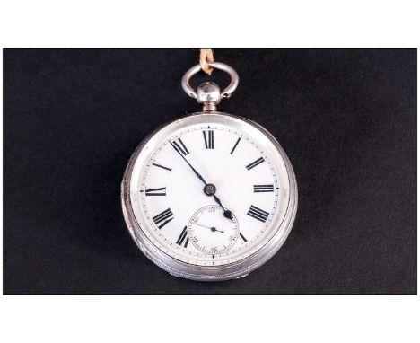 A Silver Cased  - Key Wind Open Faced Pocket Watch. White Dial, Black Numerals. Hallmark London 1868. Maker R. Walker, Eastbo