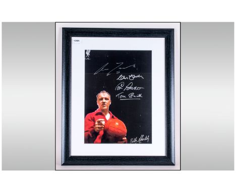 Bill Shankly Print Signed By Ron Yeats, Tommy Smith, Chris Lawler & Tommy Lawrence. mounted & framed. 17x13''