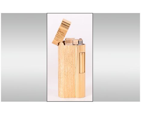 Dunhill Cigarette Lighter Gold Plated Textured Case Numbered E70554 Complete With Original Box And Paperwork, Looks To Be In 