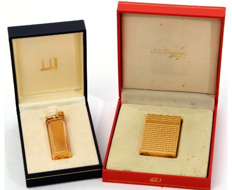 Mixed Lot: gold plated Du Pont lighter "Stylo Plume L2" patt no 045290 laque de chine complete, in original leather presentat