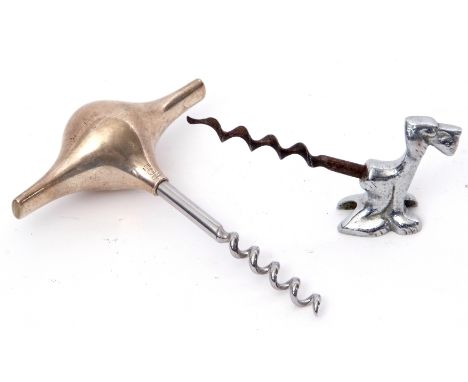 Elizabeth II silver handled and steel corkscrew by Georg Jensen, design no 135, London import hallmarked for 1978, 12cm long,