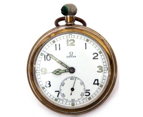 General Service-trade pattern (G.S.T.P.) military issue Omega pocket watch, the nickel case stamped GSTP below a broad arrow 