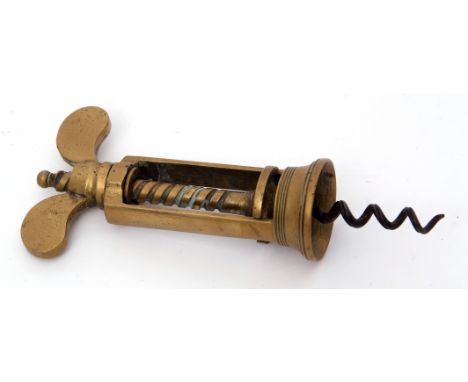 19th century Farrow &amp; Jackson Ltd fly-screw brass corkscrew of typical form, 16cm long (unextended)