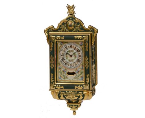 A MALTESE WALL CLOCK with floral painted Roman dial, Arabic five minutes and pendulum aperture, the twin train movement with 