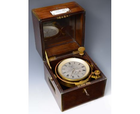 A VICTORIAN TWO DAY MARINE CHRONOMETER, the silvered Roman dial signed H.G. Blair & Co, 95 Bute Street, Cardiff, No.1913 with