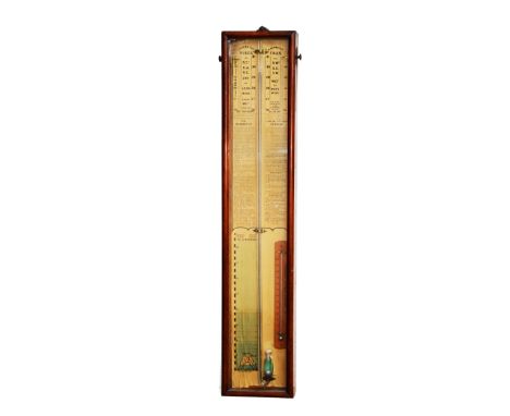 A LATE VICTORIAN ADMIRAL FITZROY'S BAROMETER in mahogany case, 89cm high