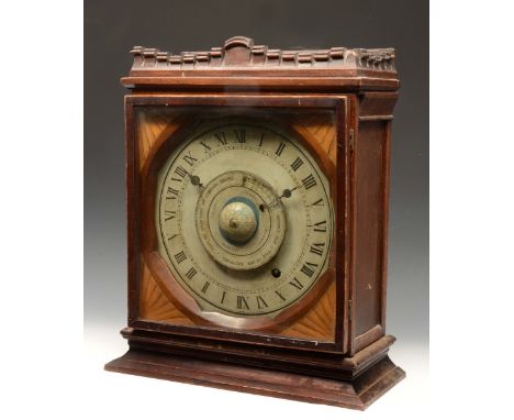 A LATE 19TH CENTURY TIMEPIECE 'Time of High Tide at London Bridge', the 12" square dial with Roman numerals and single fusee 