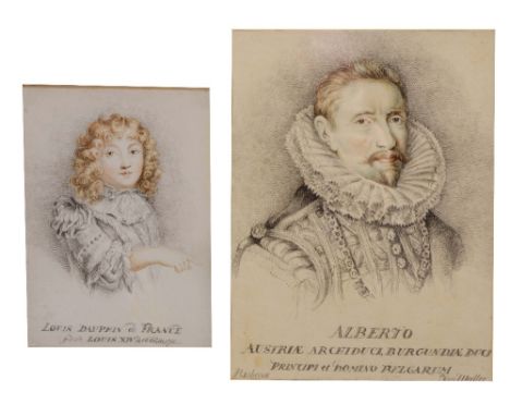 FRENCH SCHOOL (EARLY 19TH CENTURY) After Rubens and Muller, portrait of Albert, Archduke of Austria, pencil with crayon, 20cm