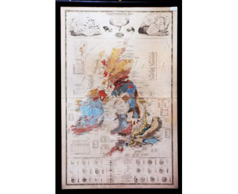 A LATE 19TH CENTURY PALEONTOLOGICAL MAP of the British Islands by A. K. Johnston from the sketches and notes of Professor Edw