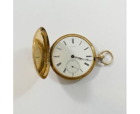 A Swiss pocket watch by A Golay-Leresche of Geneve, the yellow metal case cast with a detailed woven design, with worn marks,