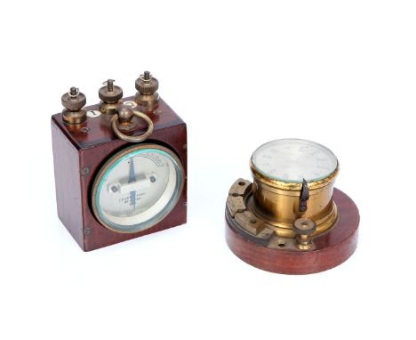 A Mahogany Cased Galvanometer, by Edison & Swan, together with small GPO Variable Resistance