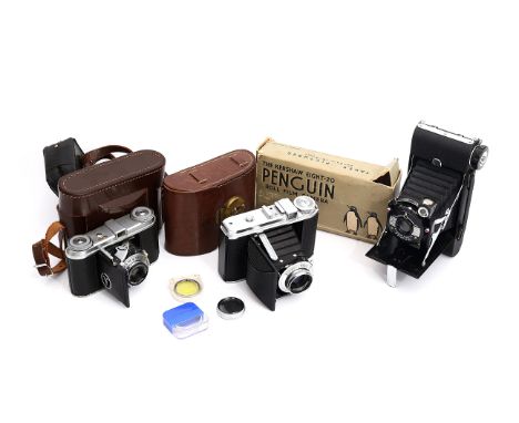 A Voigtlander Perkeo I Camera,  together with a Vito and Kershaw Eight-20 Penguin (3)