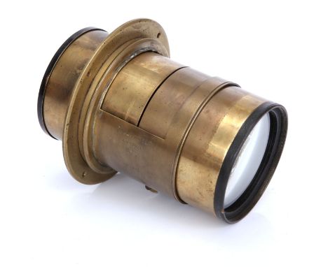 A Large Petzval Portrait Lens, signed to the side 'FALLOWFIELD LONDON No5 No1213' with rack and pinion focusing, with flange,