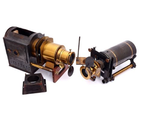 A Reflectum Magic Lantern, electric converted, together with another part of another in wooden case (2)