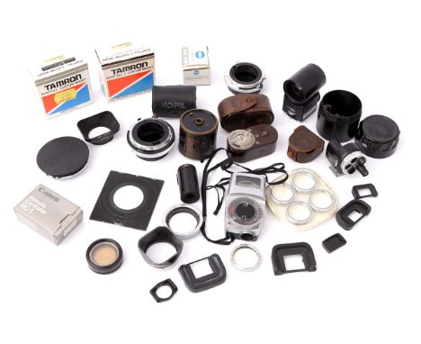 A Good Selection of Various Accessories, including large format viewfinder, Linhof Technika lens board, Leica Reporter 250 ca