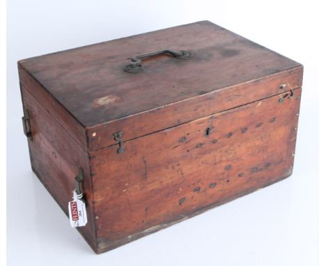A mahogany case with lock and catches with fitted interior for a camera (missing) and 6 stereo DDSs