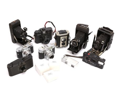 A Selection of Various Cameras, including Olympus XA2, Voigtlander Bessa, Minolta-16, Butchers Cameo and more (a lot)