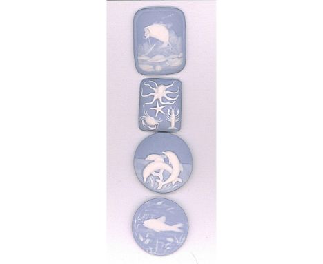 4 Large studio artist "Wedgwood" light blue SEALIFE buttonsIssued: DIVISION 1=PRE 1918 AND DIVISION 3 IS AFTER 1918Dimensions