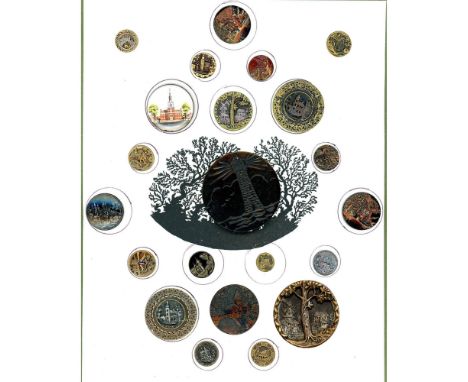 22 S/M/L 19th/20th century buttons specialized to architectural.Issued: DIVISION 1=PRE 1918 AND DIVISION 3 IS AFTER 1918Dimen