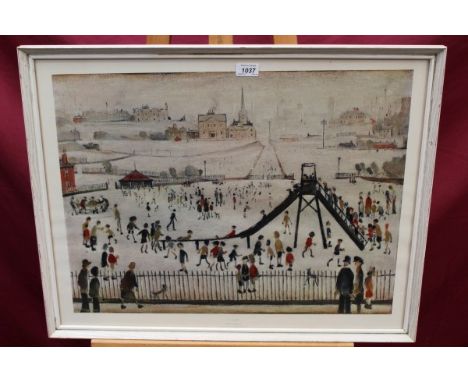 *Laurence Stephen Lowry (1887 - 1976), signed print - Children's Playground, inscribed from Lowry 'With Best Wishes', signed 