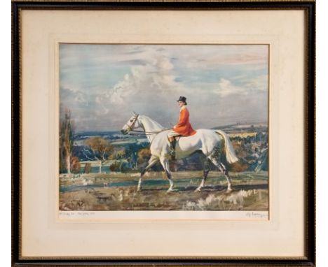 Sir Alfred James Munnings (1878 - 1959), signed print - inscribed 'Mr Brady Junr:  New Jersey. U.S.A.', signed, in glazed fra
