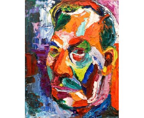 *Colin Moss (1914 - 2005), oil on board - self portrait, signed, unframed, 54cm x 44cm