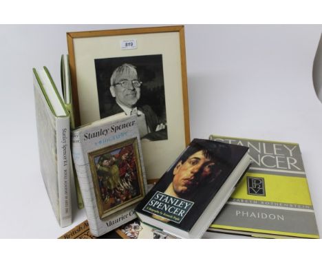 Sir Stanley Spencer (1891 - 1959), signed black and white portrait photograph, in glazed frame, 20cm x 16cm, together with a 