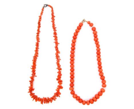 Victorian graduated coral bead necklace and one other coral necklace (2) CONDITION REPORT Bead necklace weighs approx 62 gram