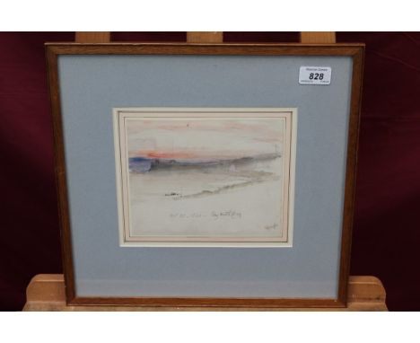 John Hayter (1800 - 1895), pencil and watercolour sketch - coastal landscape, inscribed Oct. 21, 1841 - My Birthday, signed, 