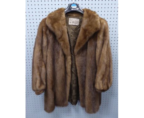 M &amp; MICHAELS FURS OF BRISTOL 'SAKA MINK' BROWN LADIES SHORT COAT having out turned collar, front seem pockets and matchin
