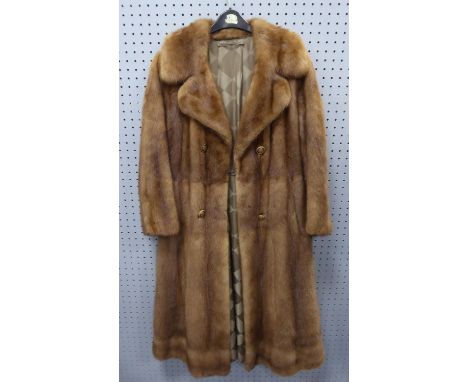 LADY'S LIGHT BROWN PASTEL MINK FULL-LENGTH COAT with revered collar, double-breasted four button front, slit pockets 