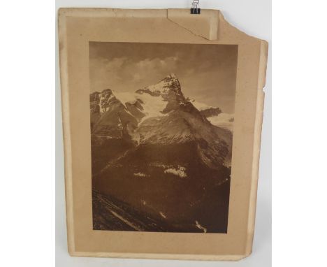 PHOTOGRAPHIC PRINT DATED 1902 OF MT FORBES, ALBERTA, CANADIAN ROCKIES the year of the first ascent, inscribed contemporaneous