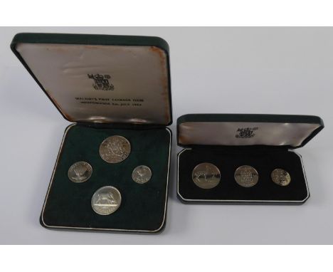 TWO ROYAL MINT PROOF COIN SETS viz Malawi first coinage issue Independence, 6th July 1964, four silver coins, half crown to s