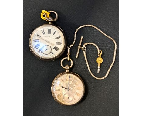 VICTORIAN SILVER CASED POCKET WATCHthe engraved dial with Roman numerals and a subsidiary seconds dial, London 1873, together