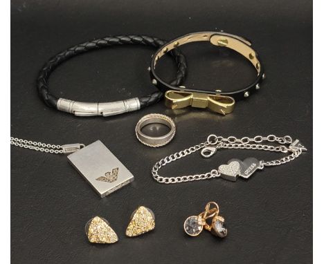 SELECTION OF FASHION JEWELLERYcomprising two pairs of Swarovski crystal earrings, an Emporio Armani pendant on chain, a Guess