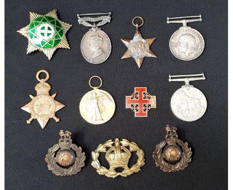 SELECTION OF MEDALSand decorations comprising two Royal Marines beret badges, Freemasonry Royal Order of Scotland, The 1939-1