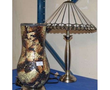 DECORATIVE CRACKLE GLASS EFFECT VASE &amp; MODERN LAMP WITH SHADE     