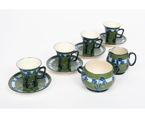 Forget Me Not a James Macintyre and Co coffee set designed by William Moorcroft,  tubeline decorated with forget me not flowe