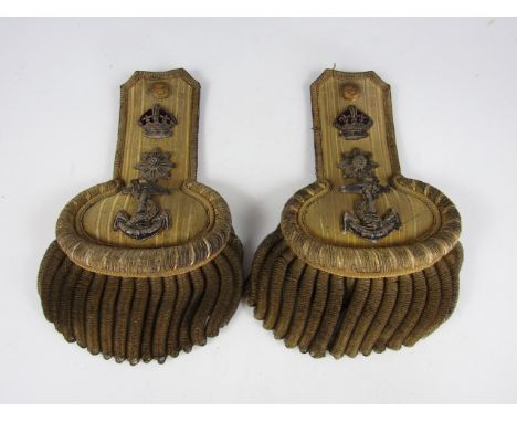 A pair of Victorian Royal Navy Captains' bullion epaulettes