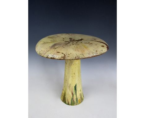 A 1920s child's painted wooden stool modelled in the form of a toadstool, 37 cm 
