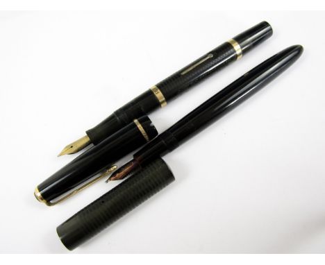 A Mabie Todd Blackbird Self-Filling fountain pen, with 14K gold nib, circa 1914-1925, together with a Parker Duofold fountain