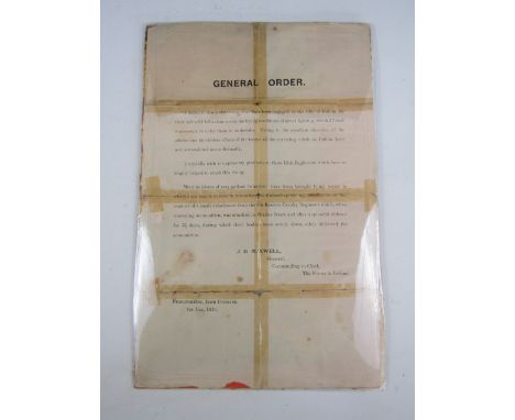 [Irish Easter Uprising] A printed General Order from General J G Maxwell, Commander-in-Chief, HQ, Irish Command, dated 1st Ma